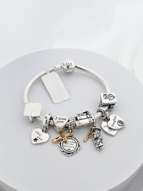 Linx Snake Chain Bracelet with Religious Daughter and Graduation Themed Charms